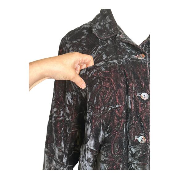 Chico's Design vintage black crushed velvet button jacket size 1 - M - Picture 10 of 13